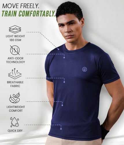 Image of CHKOKKO Gym T Shirts for Men Workout Activewear Solid Quick Dry Sports Tshirt for man Breathable Lightweight Half Sleeve Regular Fit Round Neck Running Boys T Shirt