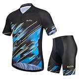 ROTTO Radtrikot Herren Set Kurzarm Fahrradtrikot und 3D Gepolsterte Radhose Rennserie