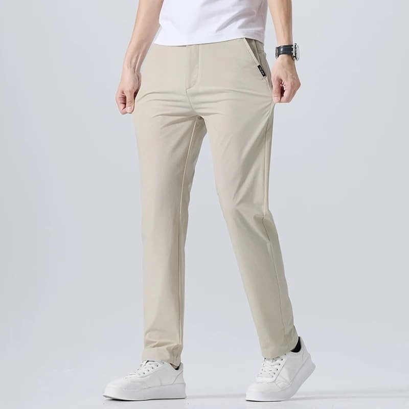 Pants for Men Summer Thin Elastic Waist Business Korean Slim Casual Formal Trousers Male3