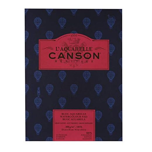 Canson Heritage, Papel de acuarela, Prensado al calor, 300g, Encolados por el lado corto, 23x31cm, Blanco, 12 Hojas