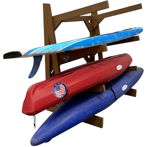 Poly Kayak Rack - 4-Place Kayak Rack for Dock, Recycled Plastic Free Standing Dock, Paddle Board Storage Racks, Surfboard Storage System for Garage and Outdoor