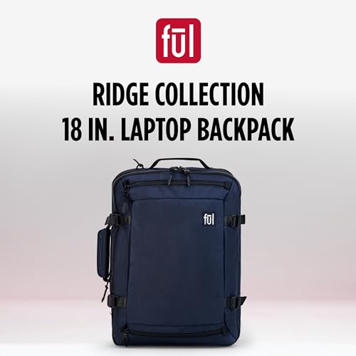 FUL Ridge Collection 18 Inch Laptop Backpack, Cruiser Padded Computer Bag for Commute or Travel, Navy, One Size2