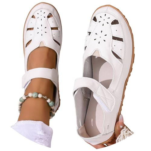 Generisch Sandales plates confortables avec soutien de la voûte plantaire Sandales décontractées à bout fermé pour femmes, Chaussures plates creuses...