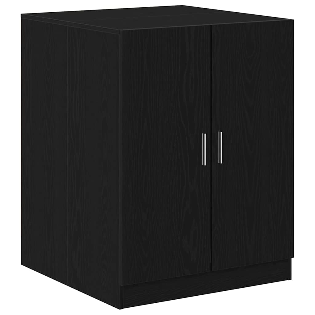 Waschmaschinen-Schrank 2er Set Schwarz Eichen-Optik, Holzwerkstoff 70,5x71,5x181,5 cm, Stauraum für Waschmaschine und Trockner, praktisches Untergestell mit modernem minimalistischen Design