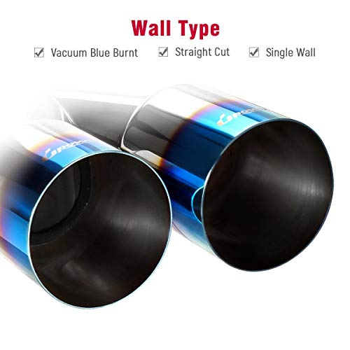 Pack of 2 Upower Dual 2.5\" Diesel Exhaust Tip 2.5 Inch Inlet 3.5\" Outlet Exhaust Tailpipe Blue Burnt 304 Polished Stainless Steel 10.5\" Long Weld-on Exhaust Tail Pipe - Thumbnail 7
