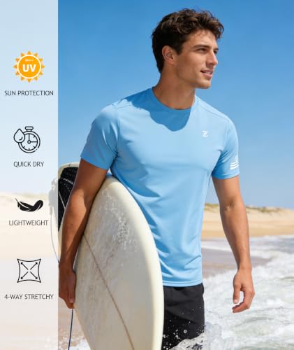 Men Rash Guard Shirts UV UPF 50+ Sun Protection Swim Shirt Short Sleeve Workout T-Shirts Lightweight Moisture Wicking Running Athletic Tee - image 4