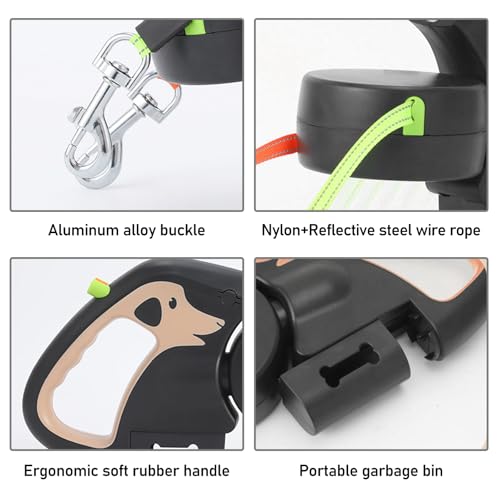 Rollleine Hundeleine, 3 Meter Doppelte Einziehbare Hundeleine, Einziehbare Hundeleine, Hundeleine Hundeleine Ausziehbar Mit Bequemen Ergonomischer Griff, Ausziehbare Hundeleine(Braun)