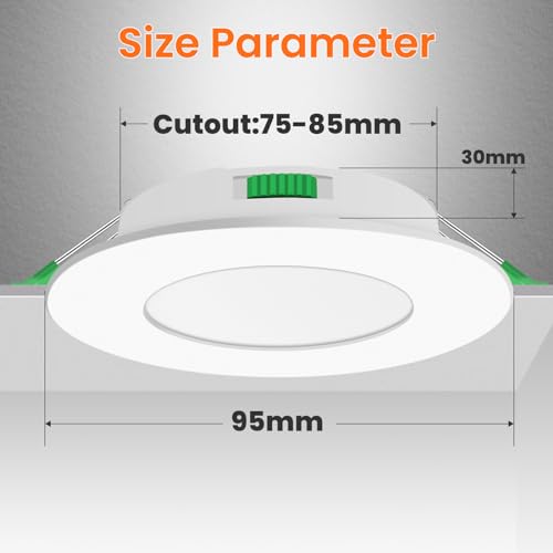 ALUSSO LIGHTING Downlights for Ceiling, 5W Led Downlights Ceiling Dimmable, Recessed Lights 230V 350 Lumen, 3000K 4000K 6500K Adjustable, IP44 Suitable for Bathroom Living Room, 6 Pack,White ALUSSO LIGHTING Downlights for Ceiling, 5W Led Downlights Ceiling Dimmable, Recessed Lights 230V 350 Lumen, 3000K 4000K 6500K Adjustable, IP44 Suitable for Bathroom Living Room, 6 Pack,White
