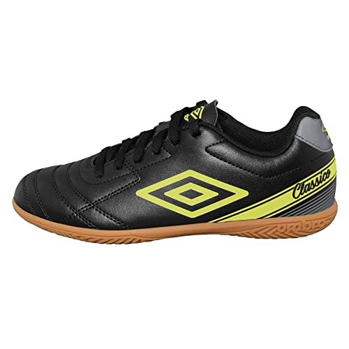 Umbro Boy's Classico X Jr. Indoor Soccer Shoe, Black/Yellow, 3.5 Little Kid