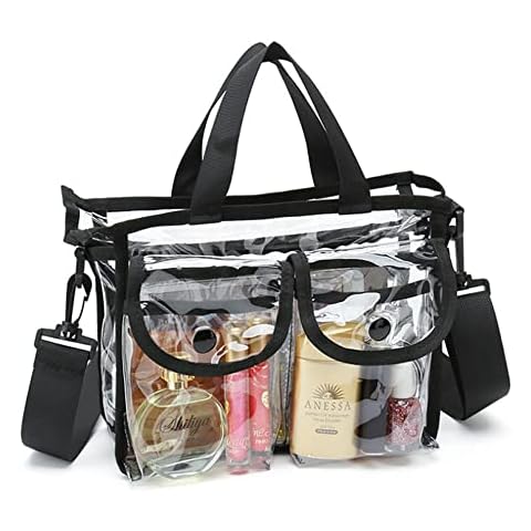 SUNSHINETEK Large Clear Bag EVA Transparent Toiletry Crossbody Waterproof Makeup Toilery Shopping for Men Women Beach Travel, White Cover