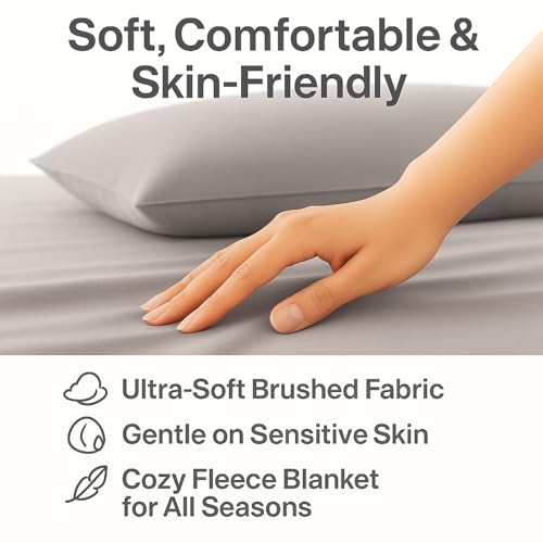 Image of Care Bed Sheets Set 4 Pcs - 36 inchx80 inch Fitted Sheet, Flat Sheet, Pillowcase & Blanket - Twin XL Hospital Style Sheets for Home or Adjustable Beds(Gray)