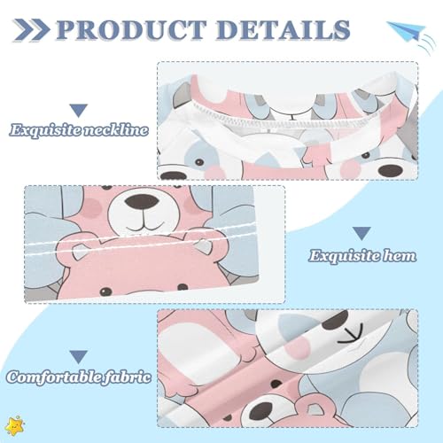 ALAZA Kids Rash Guard Girls Boys Toddler Swim Shirts Short Sleeve Cute Fat Bear UPF 50+ 3T3