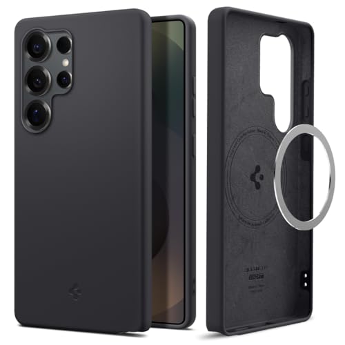 Spigen Silicone Fit MagFit Coque Compatible avec Samsung Galaxy S25 Ultra - Noir