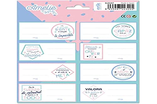Grupo Erik Editores, S.l. - Pack 16 Etiquetas Escolares Grupo Erik Amelie Pastel Collection Azul Y Rosa En Oferta Grupo Erik, Amelie, Etiquetas Adhesivas, Pastel Collection, 8X4 Cm, 16 Etiquetas