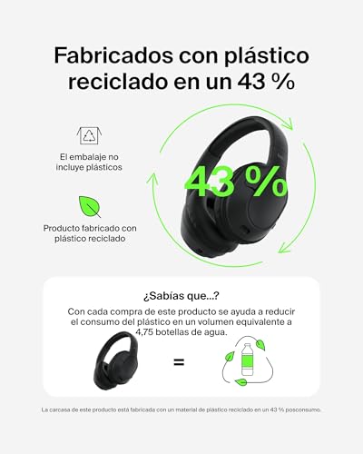 Belkin SoundForm Surround Auriculares Inalámbricos Bluetooth, Cascos con Cancelación de Ruido Ambiental, 60horas de autonomía. Almohadillas Suaves. para iPhone, Galaxy y iPad - Negro - imagen 8