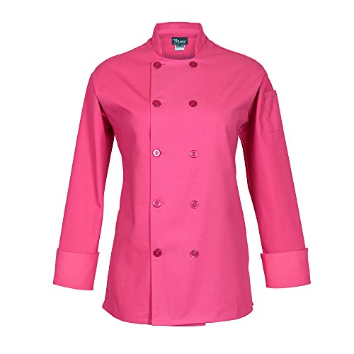 FAME Women's Basic Long Sleeve Chef Coat (Medium, Raspberry) C100P-83195