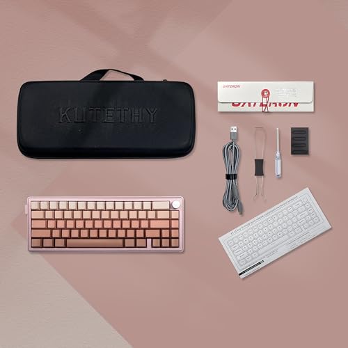 Image of 65% Layout Aluminum Shell Quick Release Wireless Mechanical Keyboard-Blush | 3-Mold Connection Layout Gasket Pre-Lubed Clicky Switch,Side Printed PBT Keycap,NKRO,RGB Backlit Keyboard - Blush Powder