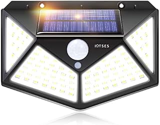 IOTSES Solar Security Lights Outdoor, Upgraded 100 LED 270° Wide Angle Solar PIR Motion Sensor Lights, Waterproof Durable Solar Powered Wall Lights 3 Modes for Fence, Front Door, Yard, Pathway, Garage