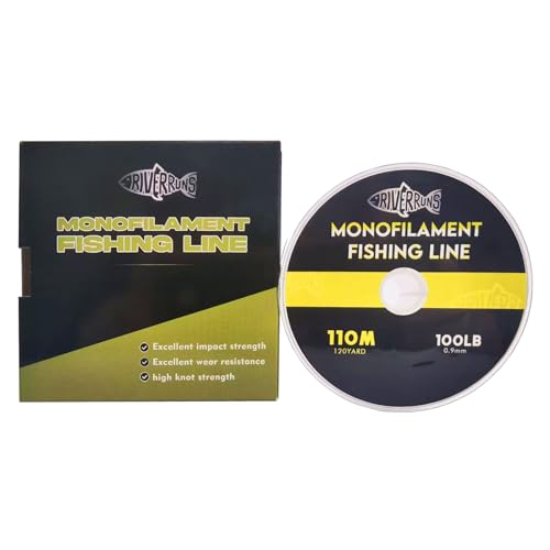 Riverruns Nylon Monofilament Fishing Leader Line with Spool, High Abrasion Resistance, Lower Light Refraction Leader Transparent Line 20-200LB, Suitable for Saltwater. (150lb, 1.2mm)