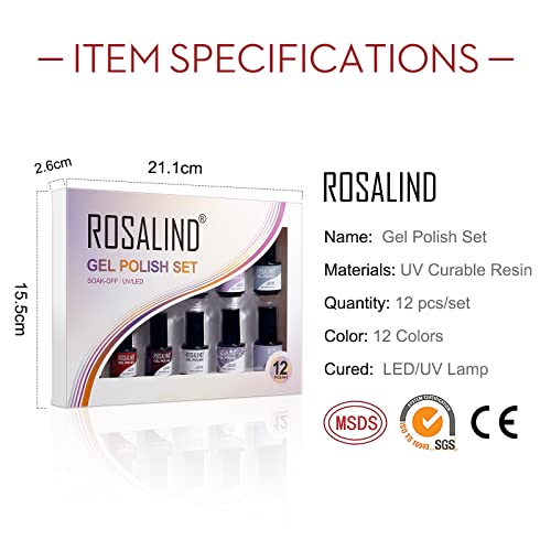 ROSALIND UV Nagellack Set Shellac 12 Farben Mini Gel Nagellack Set LED/UV Lamp Lack Soak Off Gel Nail Polish für Nagel… – Bild 7