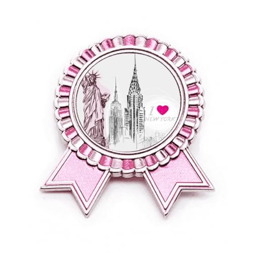 Broche I Love New York rose en métal pour personnaliser un vêtement uni