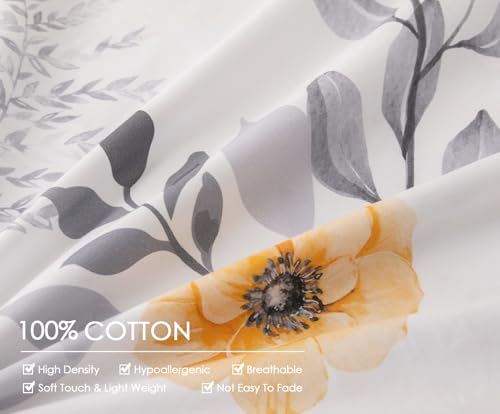 Image of SLEEPBELLA Queen Size Duvet Cover Set with Button Closure - Black and Yellow Botanical Luxury Bedding for a Comfortable Sleeping