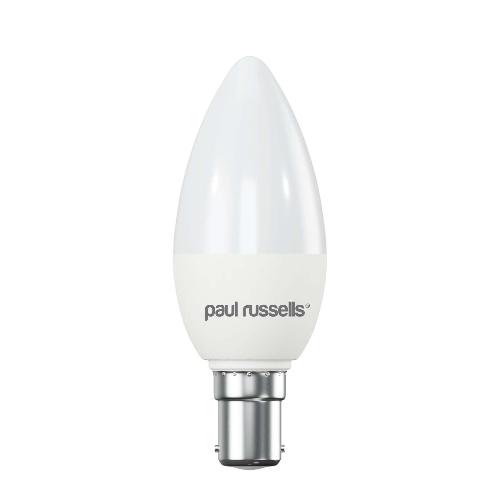 paul russells LED Light Small Bayonet Cap B15, 60watt Equivalent, 6.5W 806LM LED Bulbs, 2700K Bright Warm White, Frosted C35 SBC Candle Energy Saving Non-Dimmable Chandelier Lightbulbs, Pack of 1