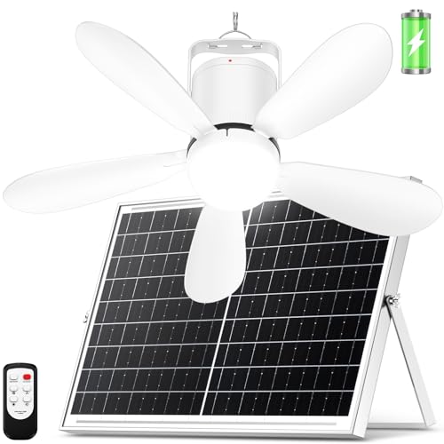 ZIZIWIN 21” Solar Ceiling Fan Light, 30W Solar Powered Portable