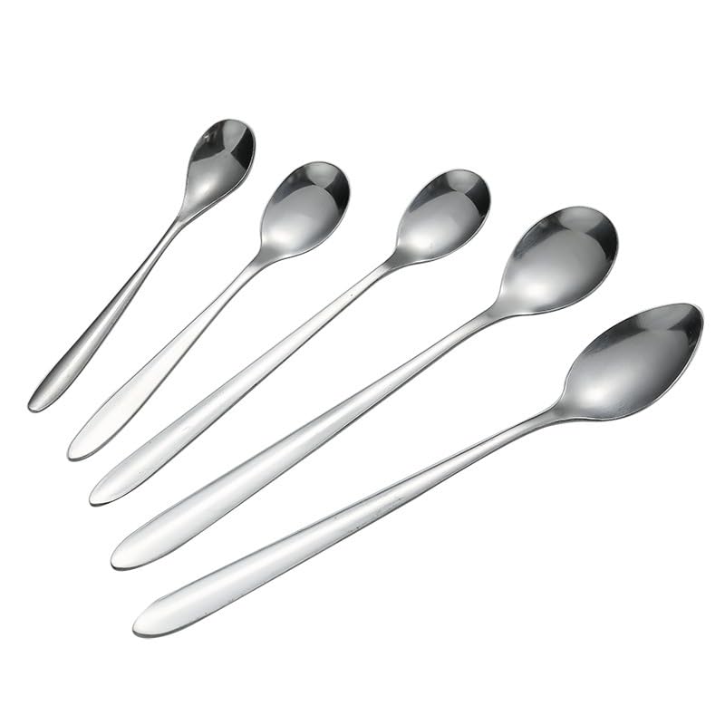 Ensemble de 5 cuillères de cuisine en acier inoxydable 304 de différentes tailles, cuillères simples, petites cuillères à soupe pour un usage domestique