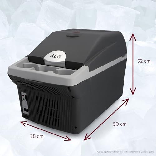 AEG Automotive Board-Bar BK 16 Thermoelektrische Kühl- und Warmhaltebox 16 Liter, 12 Volt für Auto und Steckdose, anschnallbar im PKW