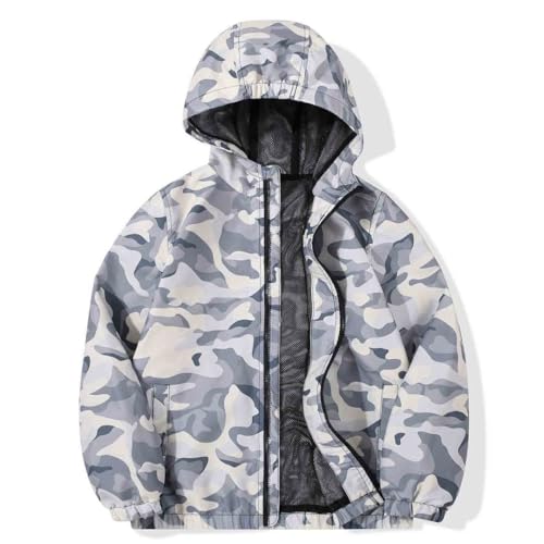 Image of SUNDAY ROSE Boys Windbreaker Jacket Hooded Lightweight Windroof Water-resistant Outdoor Coats for Kids