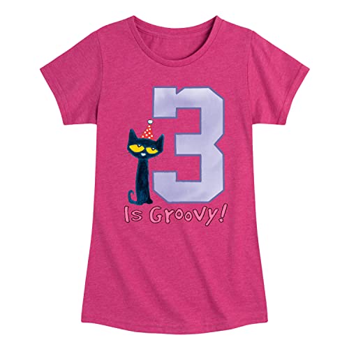 Image of Pete the Cat - 3rd Birthday Girls - Toddler and Youth Girls Short Sleeve Graphic T-Shirt - Size 3T