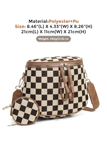 Image of 2 Pcs Checkered Crossbody Bags for Women Bum Bag Checkered Cross Body Sling Backpack Hobo Satchels Shoulder Wallet Purses