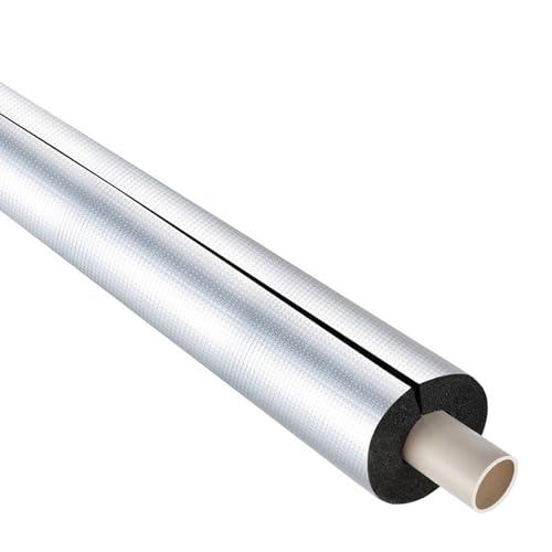 95CM Isolante De Tuyau Tuyaux En Mousse, Isolation de tuyaux autocollante, Cylindre en laine de roche avec aluminium, Manchon D'isolation pour Tube Climatisation pour Chauffage et Sanitaire(ID 60M)