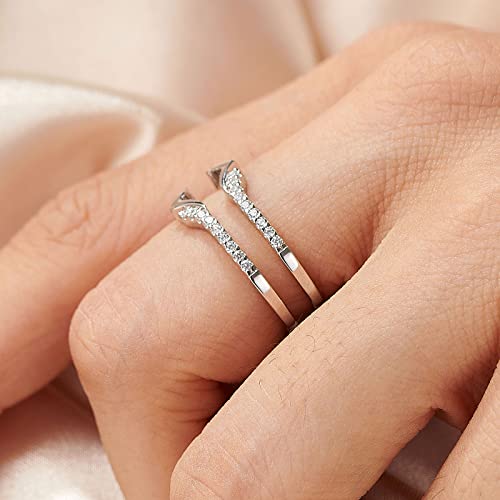 Wedding Ring Guard Enhancers Engagement Rings for Women Stackable Cubic Zirconia Half Eternity Curved Bands 925 Sterling Silver Size 5-104