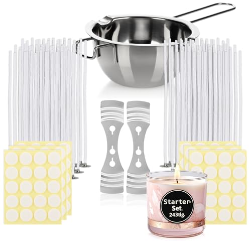 com-four® Kerzenherstellungsset für 120 Kerzen, Zubehör-Set für die Kerzenproduktion -...