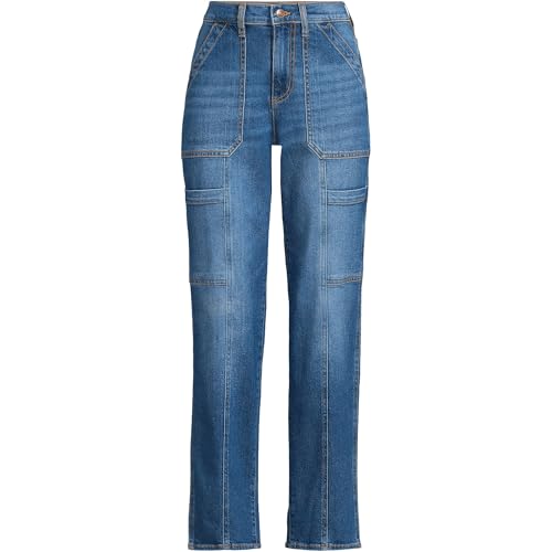Lands' End Women's Denim High Rise Utility Cargo Ankle Jeans3