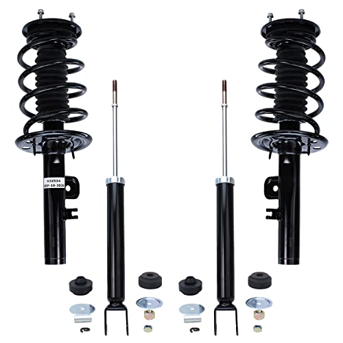 Image of Detroit Axle - Struts Shocks for 2009-2012 Ford Flex [NON-TURBO] 2 Front Complete Struts with Coil Spring 2 Rear Shock Absorbers 2010 2011 Replacement Quick Install Ready Strut Assembly