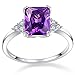 Yaresul Women's Purple Ring Amethyst Ring 925 Sterling Silver White Gold Amethyst Engagement Ring February Birthstone Rings Prong Setting Cubic Zirconia Size 8