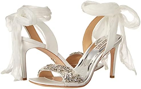 Badgley Mischka Women's Bobbie Heeled Sandal, White Satin, 8.5 | Image 6