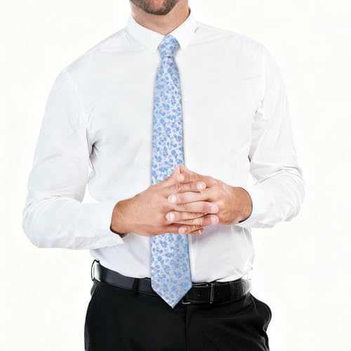 Image of Floral Ties for Men Satin Mens Tie Flower Printed Neck Tie Wedding Party Business