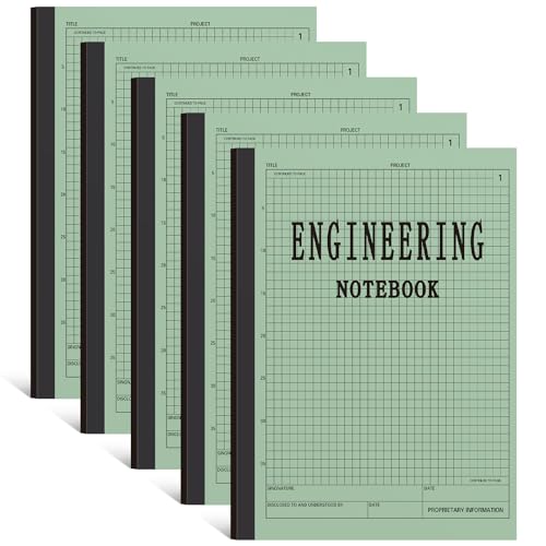 Motiskyy JAO-MOTISKYY-0256 5 Pcs Engineering Notebook 120 Pages Grid Format 8.5 Inch X 11 Inch Paperback Graph Paper Composition Notebook Graph Paper Notebook cover