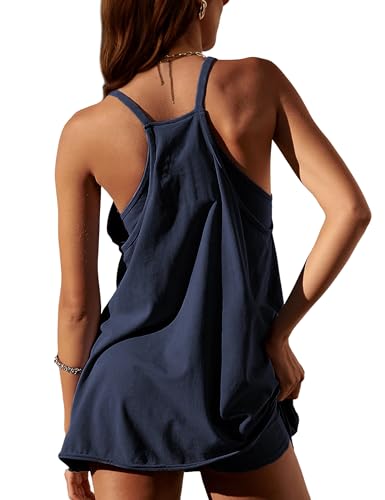 Image of Faleave Women's Summer Sleeveless Mini Dress Athletic Dress Spaghetti Strap Short Tennis Dress with Pockets
