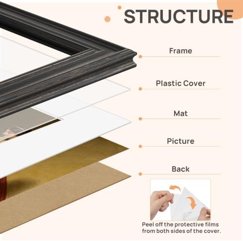 upsimples 8.5 by 11 Picture Frame, Vintage Frames Decor, 1Pack Black & Gold — view 2