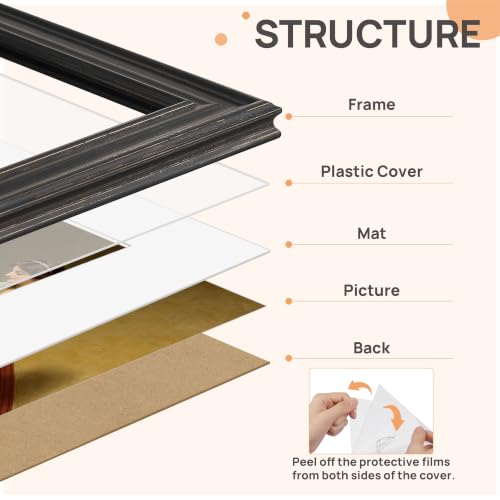 Image of upsimples 8.5 by 11 Picture Frame, Vintage Frames Decor, 1Pack Black & Gold | Fit 6x8 and 8.5x11 Photo, Wall or Tabletop Display, Antique-style Decoration, Rustic Farmhouse Decor, For Weddings