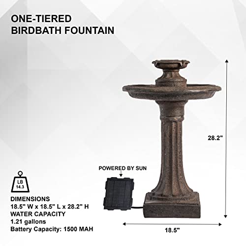 Xbrand AM1355 28 Inch Solar Water Fountain, 1-Tier, Outdoor Birdbath thumb #1