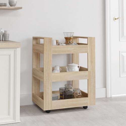 Genérico Carrito de Cocina Madera contrachapada Color Roble 60x45x80 cm,Mobiliario,Carros e Islas,Carros de Cocina y comedor-816819