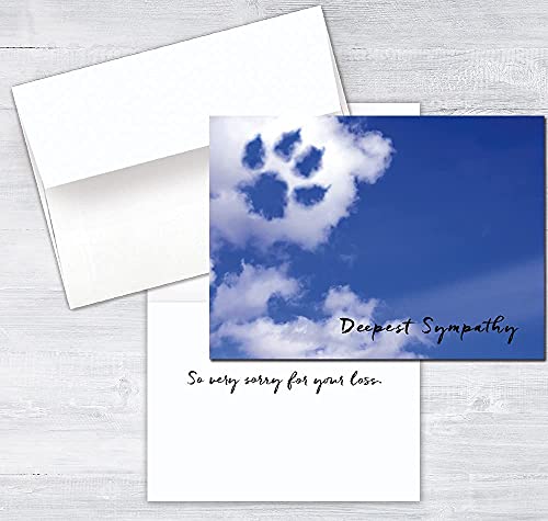 25 Pet Sympathy Cards - Paw Print Cloud Design - 26 White Envelopes - Fsc Mix #TOP1