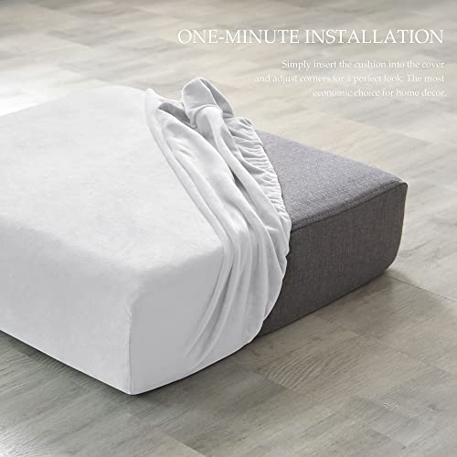 Housse coussin canapé extensible en velours doux et élastique gris - 7