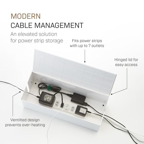 Yamazaki Home Cable Management Box – Cord Organizer Box with Lid, Minimalist Cable Storage for Office, ABS Plastic - image 3